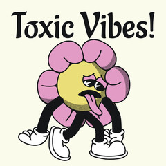 Toxic Vibes With Sun Flower Groovy Character design