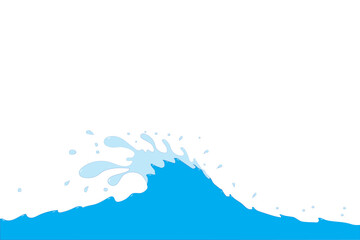 Vector and illustration. Blue water and bubbles (big and small) splash on white background.