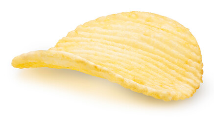 Crispy Potato chips isolated on white background, Fried Potato chips on white With clipping path.