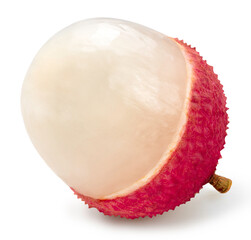 Red Lychee fruit isolated on white background, Fresh Red Lychee or Litchi chinensis fruit on White Background With clipping path.