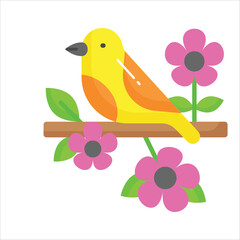 A bird sitting in a branch of tree, grab this beautiful icon of bird in editable style