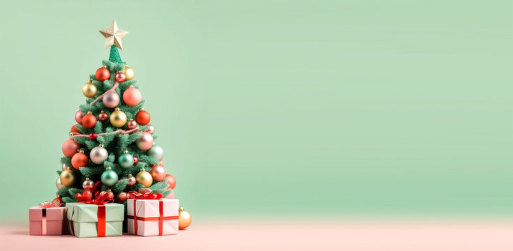 christmas decoration banner with copy space background. generative ai