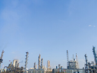 Fototapeta na wymiar selective focus to factory building isolated on clear blue sky