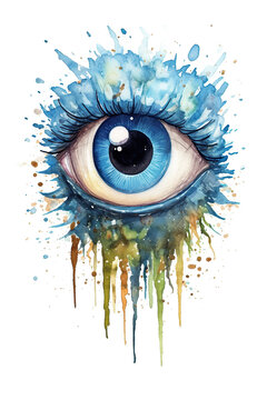 cyclop watercolor clipart cute isolated on white background