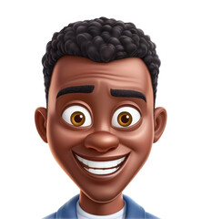 Emoji happy African-American man on transparent background. PNG, memoji, ai