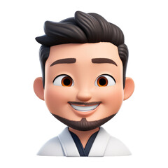 Emoji, a happy Chinese man on a transparent background. PNG, memoji, ai