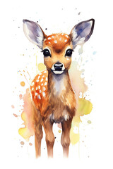 Deer Stag watercolor clipart cute isolated on white background