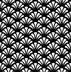 Monochromatic floral tropical Seamless Pattern, black and white vector illustration