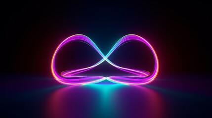 3d render, abstract minimalist geometric background. Neon bend shape, colorful glowing lines. Technology wallpaper, Generative AI