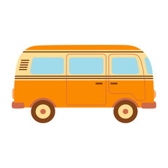 vector illustration with retro travel van isolated
