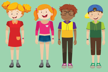 Boys and girls with happy face illustration by the greatest graphics