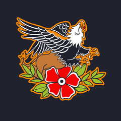 Hand drawn illustration of gryphon traditional tattoo