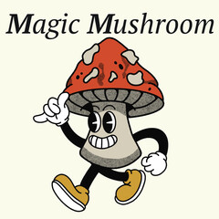 Magic Mushroom With Mushroom Groovy Character design