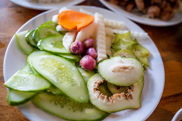 Grilled pork wrap and roll in vegetable herbs