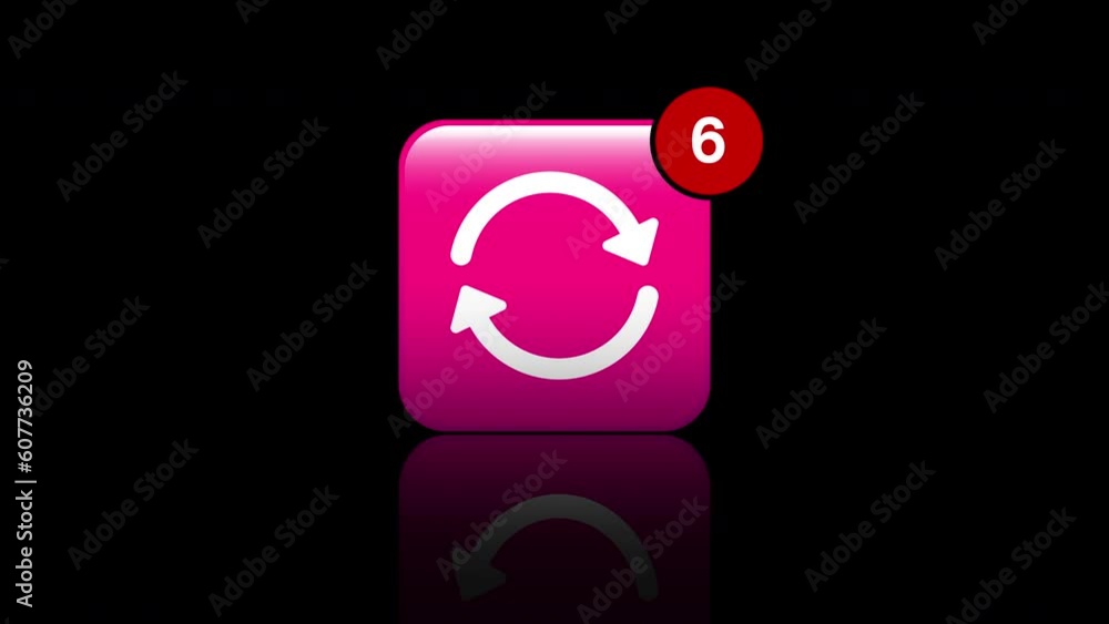Poster video animation of update app icon with notifications on white background. motion background.