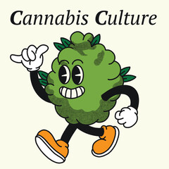 Cannabis Culture With Weed Groovy Character design