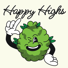 Happy Highs With Weed Groovy Character design