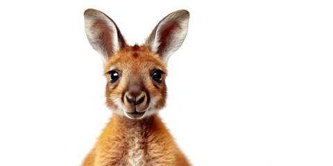 Cute baby kangaroo isolated on a white background. Generative AI