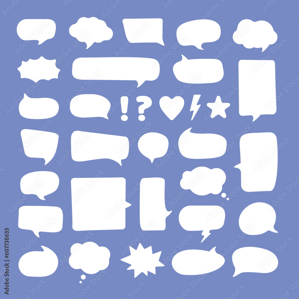 Poster set of flat speech bubble vector element