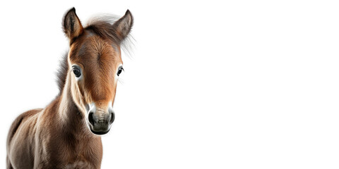 Cute baby horse isolated on a white background. Generative AI
