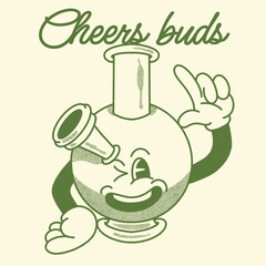 Cheers Buds With Bong Groovy Character design