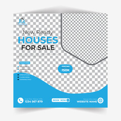 Real estate house social media post design template	