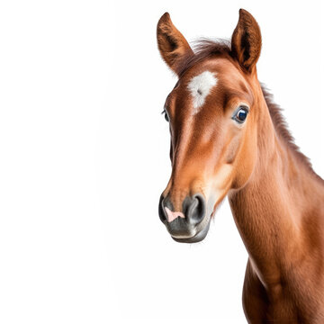 Cute baby horse isolated on a white background. Generative AI