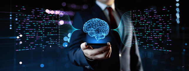 Digital Brain. Artificial intelligence AI machine learning Business Technology Internet Network...