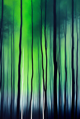 Dark forest drawing with duotone colors.