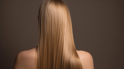 Fototapeta premium Female with straight, smooth and shiny, silky hair. Generative AI