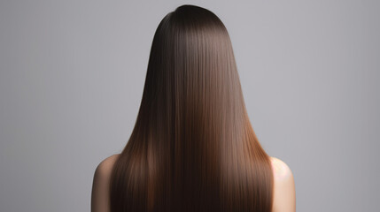 Female with straight, smooth and shiny, silky hair. Generative AI