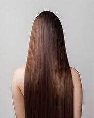 Naklejka premium Female with straight, smooth and shiny, silky hair. Generative AI