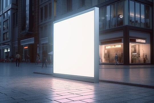 Signboard Shop Mock Up Square Shape Display Outdoor In Perspective Generative AI