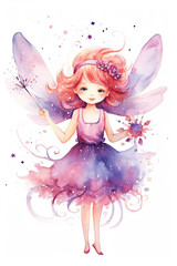 fairy watercolor clipart cute isolated on white background