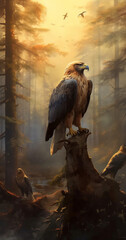 Fototapeta premium Birds of prey in the forest