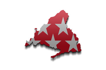 Bandera de la Comunidad de Madrid en mapa
