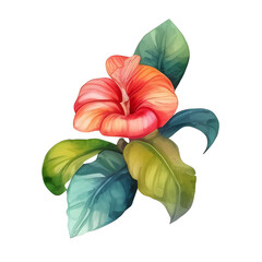 Exotic tropical flowers watercolor