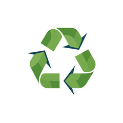 Obraz premium Triangular recycling symbol on a white background. Ecologically clean world. Vector illustration