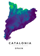 Mapa del relieve de Cataluña en color verde © Odisdca