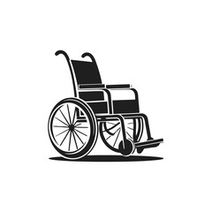 Fototapeta na wymiar Flat black wheelchair icon on white background. Vector illustration