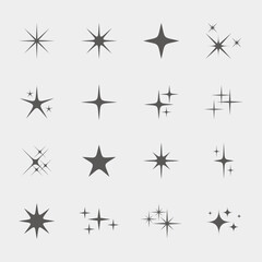 set of flat sparkling star illustration vector