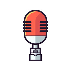 Microphone icon in cartoon style. flat design. Vector illustration