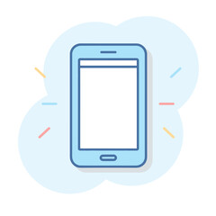 Smartphone icon in cartoon flat style on white isolated background. Vector illustration