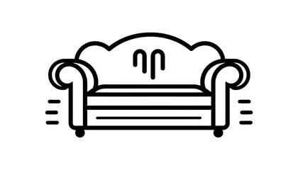 Sofa icon, linear style sign on white background. Vector illustration