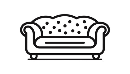 Sofa icon, linear style sign on white background. Vector illustration