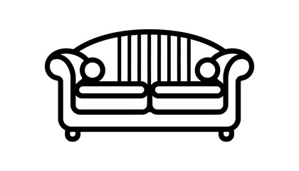 Sofa icon, linear style sign on white background. Vector illustration