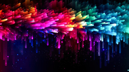 黒背景に虹色の抽象模様の背景　Generative AI
