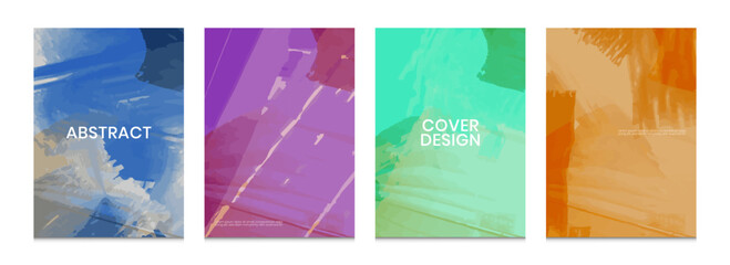 Abstract scratch watercolor cover background design collection. Presentation report banner, magazine, social media, creative album art poster layout template.