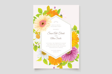 Floral design wedding invitation card