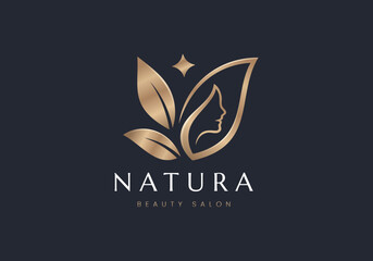natural beauty salon feminine logo design